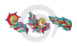 Colorful Decorative Elements with Floral Motif Vector Set