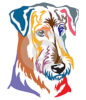 Colorful decorative portrait of Dog Airedale Terrier vector illustration