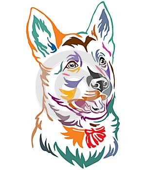 Colorful decorative portrait of puppy German Shepherd Dog vector illustration