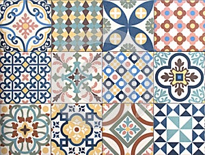 Colorful, decorative tile pattern patchwork design