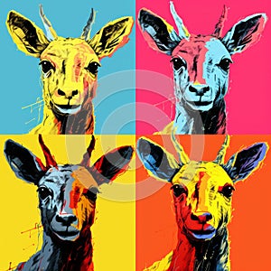 Colorful Deer Art Print In Andy Warhol Style - Surrealism Inspired