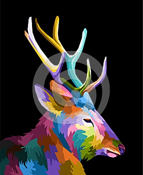 Colorful deer pop art potrtrait isolated decoration