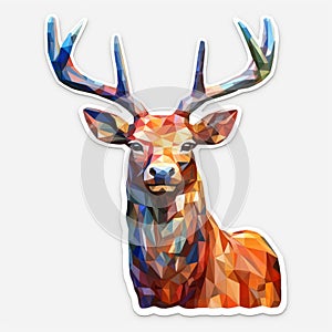 Colorful Deer Sticker With Low Poly Style And Layered Translucency