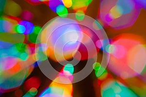 Colorful defocused bokeh lights in blur night background