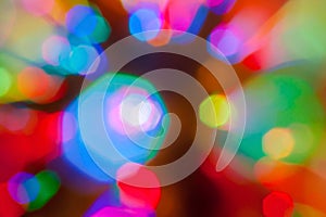 Colorful defocused bokeh lights in blur night background