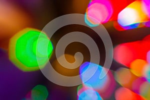 Colorful defocused bokeh lights in blur night background