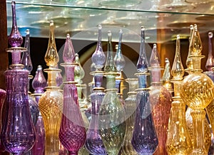 Colorful and delicate Egyptian perfume bottles