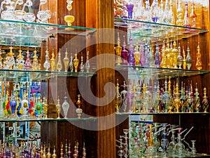 Colorful and delicate Egyptian perfume bottles