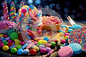 Colorful and Delicious Assorted Candy Collection on a Vibrant Background