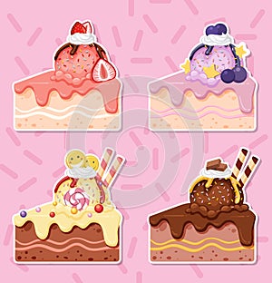 Colorful delicious desserts set