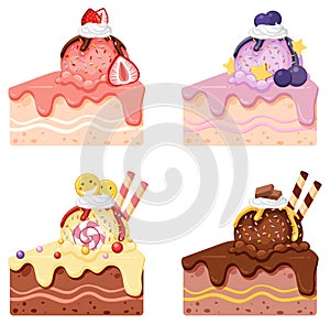 Colorful delicious desserts set