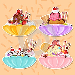 Colorful delicious desserts set