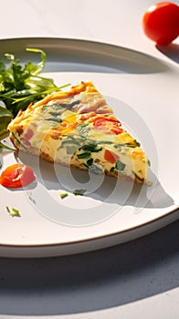 Colorful delicious Frittata. Very contrasty light is bringing the depth and vibrancy of this tasteful dish.