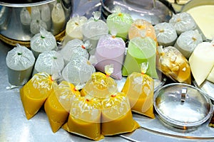 Colorful delicious soybean milk for healthy people in Thailand