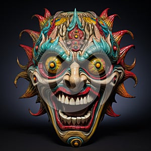 Colorful Demon Mask: Grotesque And Macabre Comic Book Art