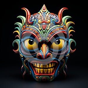 Colorful Demon Mask: A Grotesque And Macabre Point-neuf Mascarons