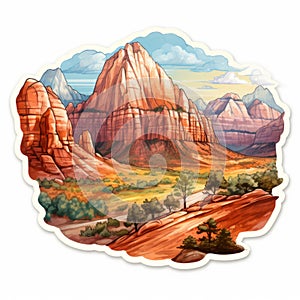 Colorful Desert Landscape Sticker: Realistic Artgerm Style With Detailed Rendering