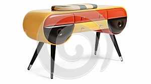 Colorful Desk With Hyperrealistic Details And Machine Age Aesthetics