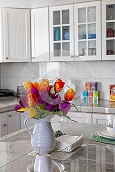 Colorful details inside the kitchen of a Short Term Rental home. photo