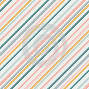 Colorful diagonal stripes seamless pattern. Simple vector texture with lines