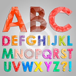 Colorful diamond font from triangles