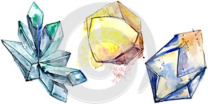 Colorful diamond rock jewelry mineral. Isolated illustration element.