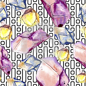 Colorful diamond rock jewelry mineral. Seamless background pattern.