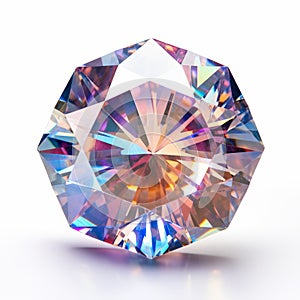 Colorful Diamond With Sunray Shine On White Background