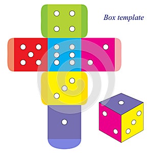 Colorful dice, box template