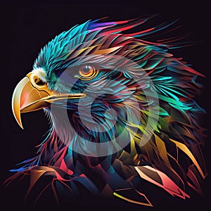 Colorful digital art of eagle head