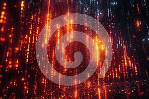 Colorful digital binary code flowing in a futuristic abstract background representing data streams and technology