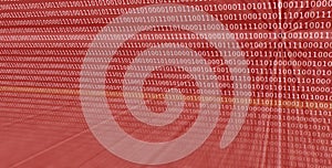 Colorful digital binary data digits and streaming binary code background with light beams