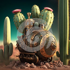 Colorful digital cactus Illustration