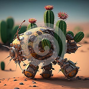 Colorful digital cactus Illustration