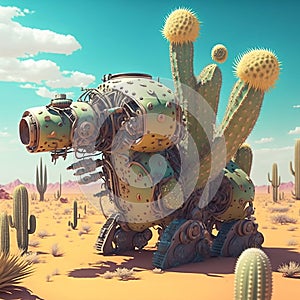 Colorful digital cactus Illustration