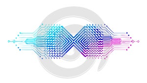 Colorful Digital Circuit Wave, Abstract Tech Flow, vector design Generative AI