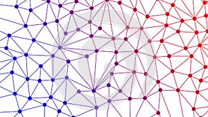 Colorful digital data and network connection triangle lines and