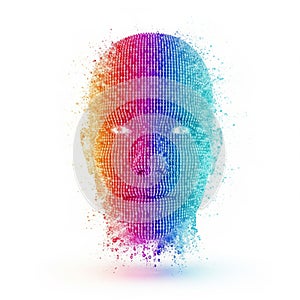 Colorful digital head with binary code.