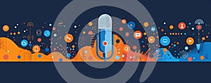Colorful digital illustration of voice search optimization and audio technology