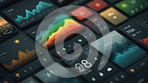 Colorful Digital Interface Elements for Data Visualization and Analysis