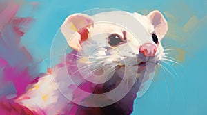 Colorful Digital Painting Of A Furry Ferret With Distinctive Noses