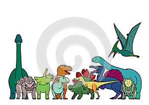 Colorful dinosaur group