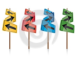 Colorful directional signposts