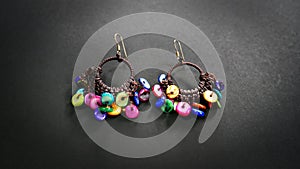 Colorful Disc Beaded Earrings