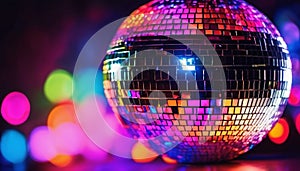 Colorful disco ball with lights.