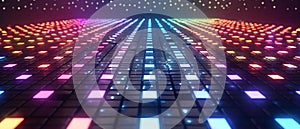 Colorful disco dance floor with LED lights perfect for virtual reality. Concept Disco Dance Floor,