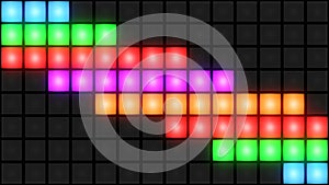 Colorful Disco nightclub dance floor wall glowing light grid background vj loop