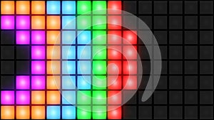 Colorful Disco nightclub dance floor wall glowing light grid background vj loop