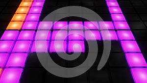 Colorful Disco nightclub dance floor wall glowing light grid background vj loop