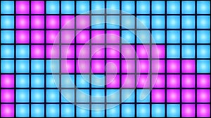 Colorful Disco nightclub dance floor wall glowing light grid background vj loop